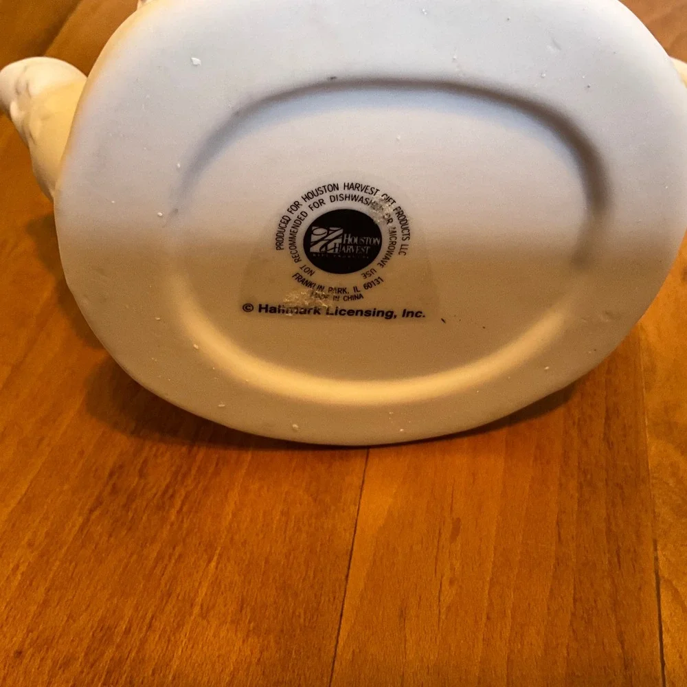 Houston Harvest Hallmark 3 Angels Star Ceramic Teapotl‎ Trinket Dish Christmas